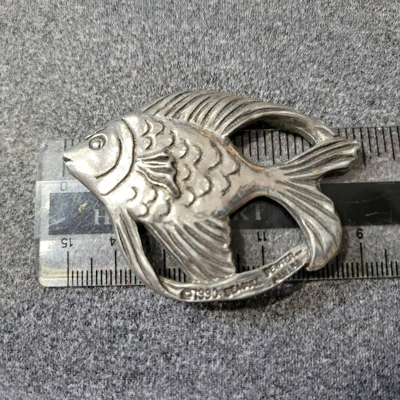 Vintage Silver Fish Large 2.25 Charm Ornament Pendant 1990 Seagull Pewter Canada - Picture 8 of 10